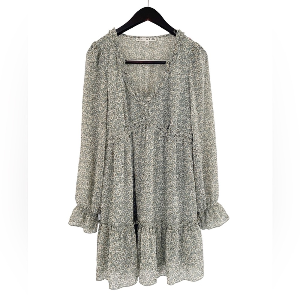 Allison & Kelly Boho Floral Dress Sage Size Small